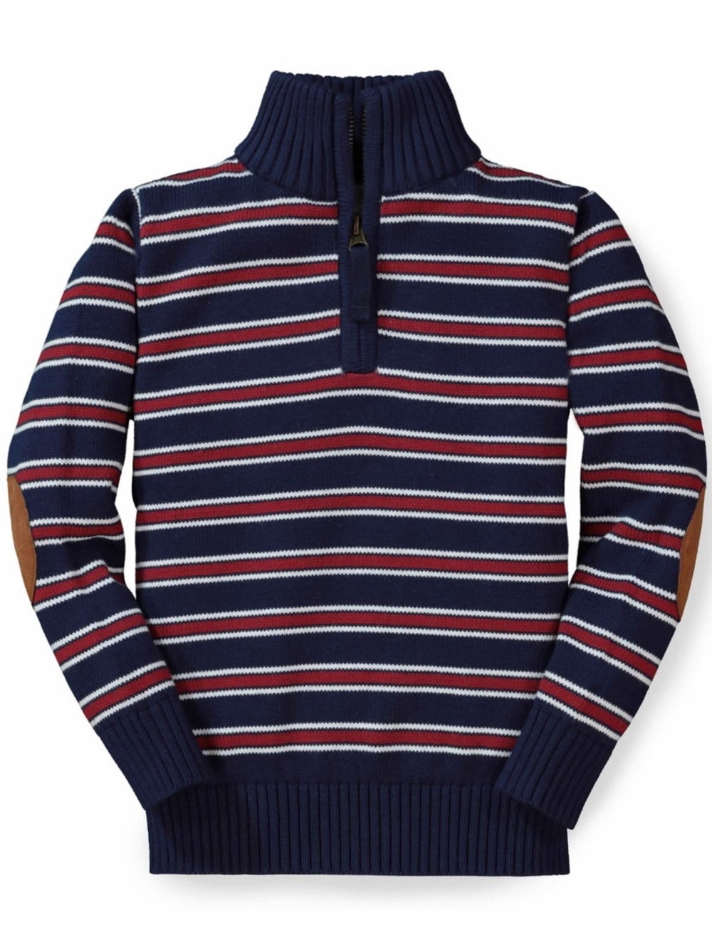 New Hope & Henry sweater 1/4 half zip striped knit toddler boys navy elbow patch